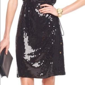 Black sequin wrap dress